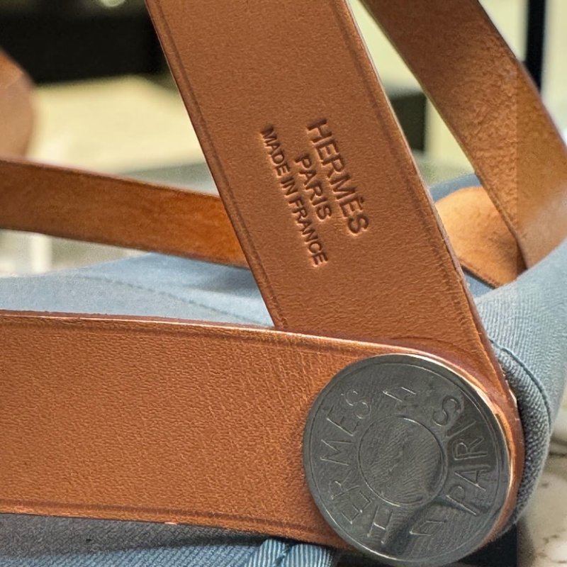 ⏰限時特賣價🌺Hermes Cabag 38 Canvas 愛馬仕帆布單肩包托特包 海軍藍色-7