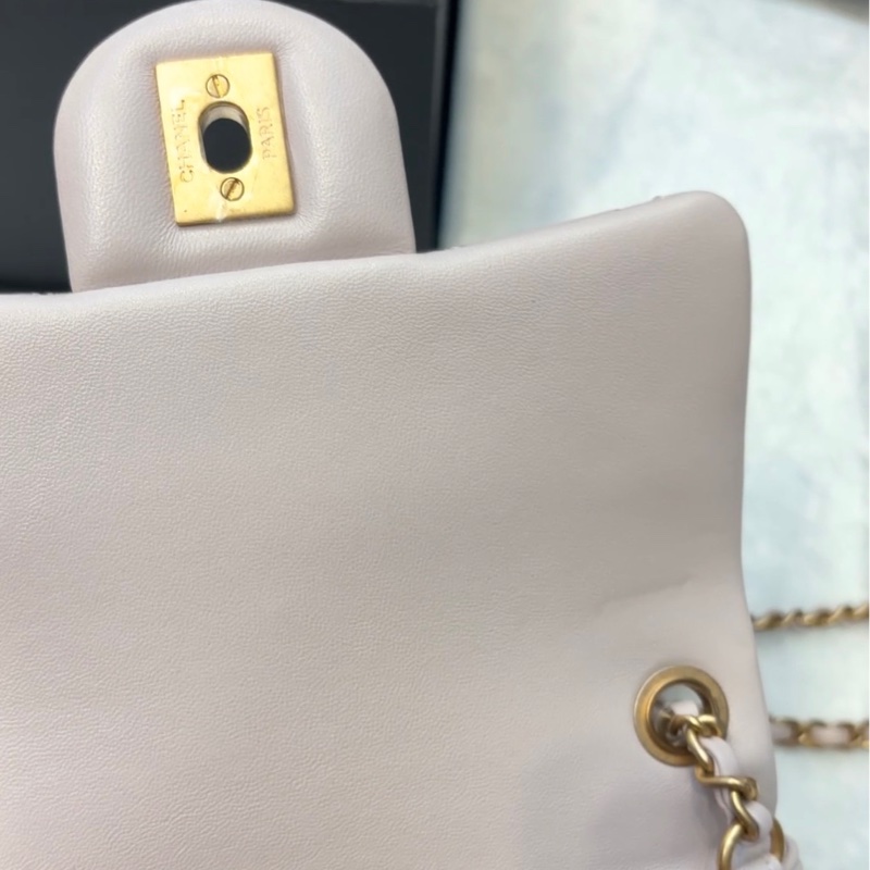 Chanel CF金球調節鏈 芯片款 方胖 灰粉色 粉紫色-7