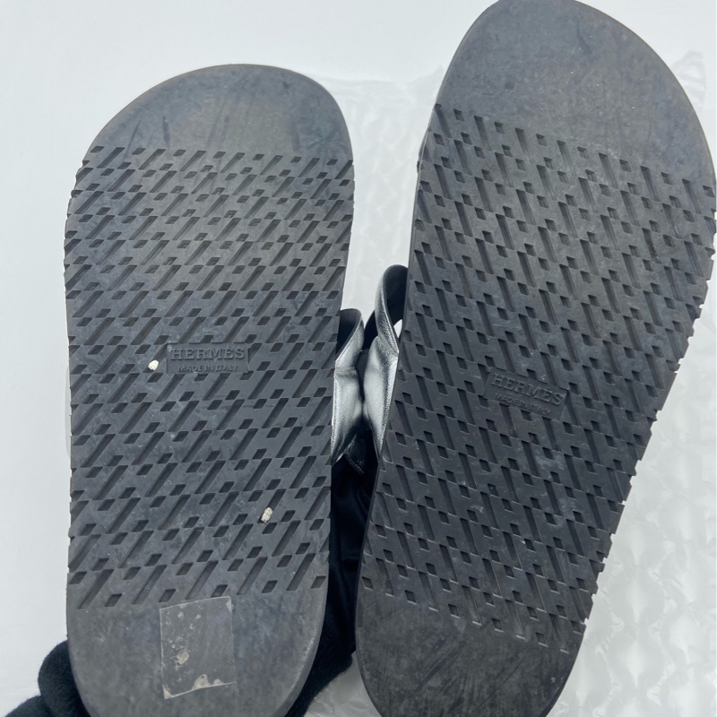 HERMES愛馬仕銀色豬鼻子拖鞋，38.5碼 🈚附件-4