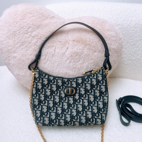 Dior miss caro diorling 藍色老花飯盒包/腋下包