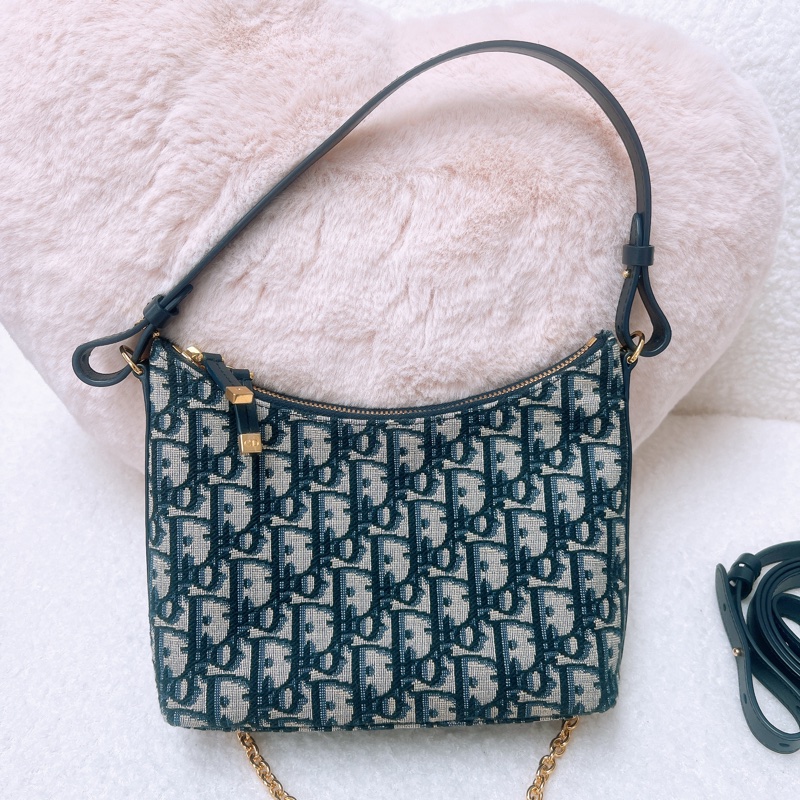 Dior miss caro diorling 藍色老花飯盒包/腋下包-6