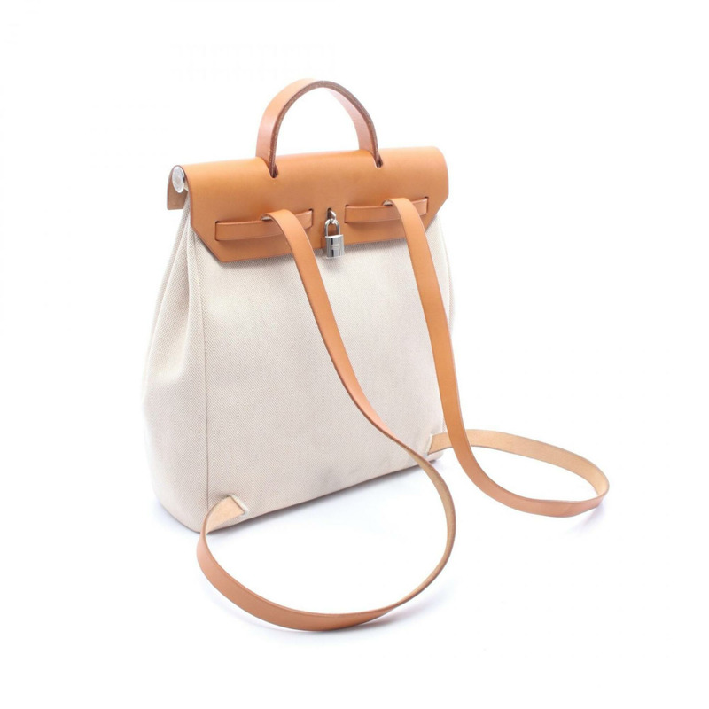 愛馬仕 Herbag Ad PM 雙肩包/手提包,Toile H 帆布,Vache Hunter 獵牛皮,女士,米色/棕色-1