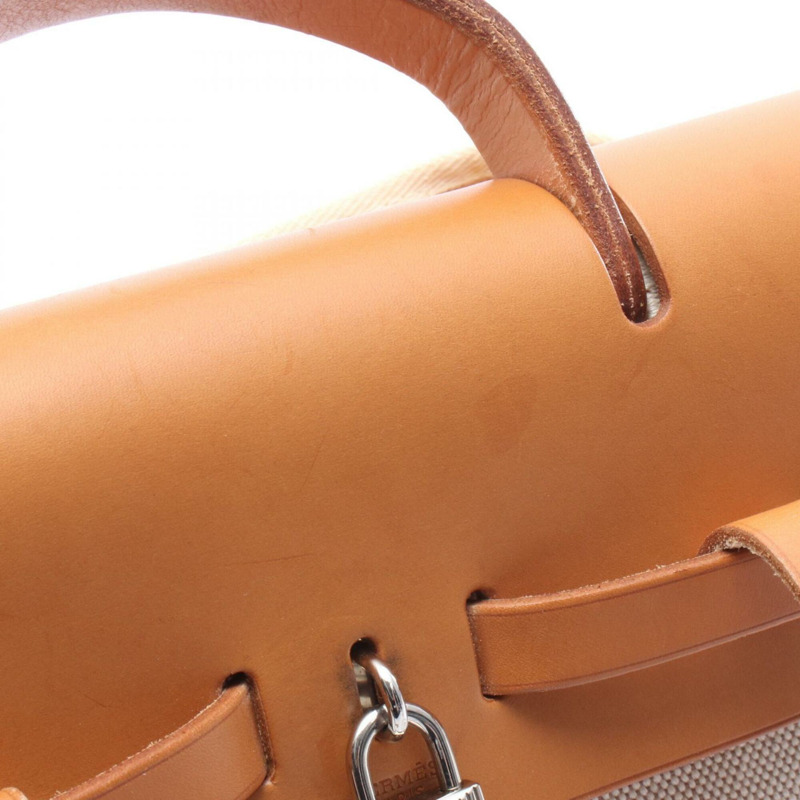 愛馬仕 Herbag Ad PM 雙肩包/手提包,Toile H 帆布,Vache Hunter 獵牛皮,女士,米色/棕色-8