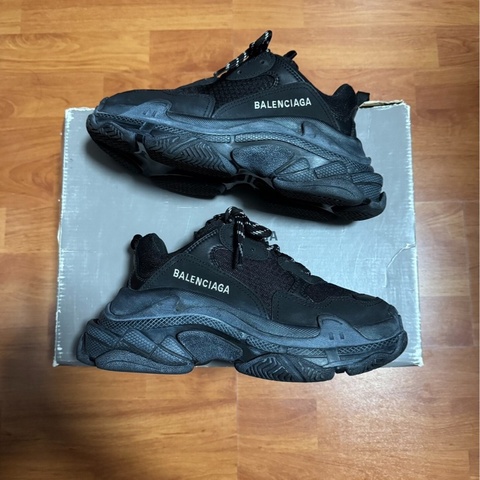 Balenciaga老爹鞋巴黎世家 Triple S 做舊女款 黑色 36碼