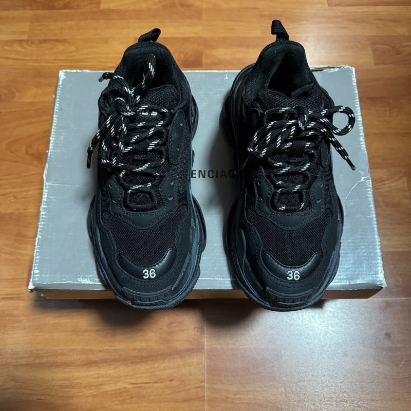 Balenciaga老爹鞋巴黎世家 Triple S 做舊女款 黑色 36碼-2