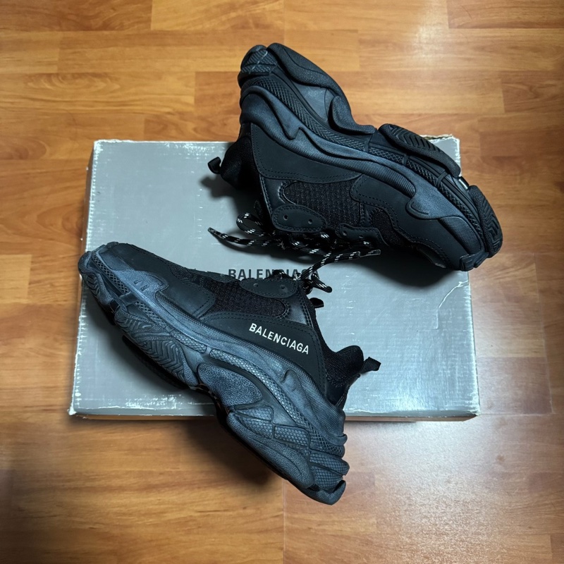 Balenciaga老爹鞋巴黎世家 Triple S 做舊女款 黑色 36碼-7