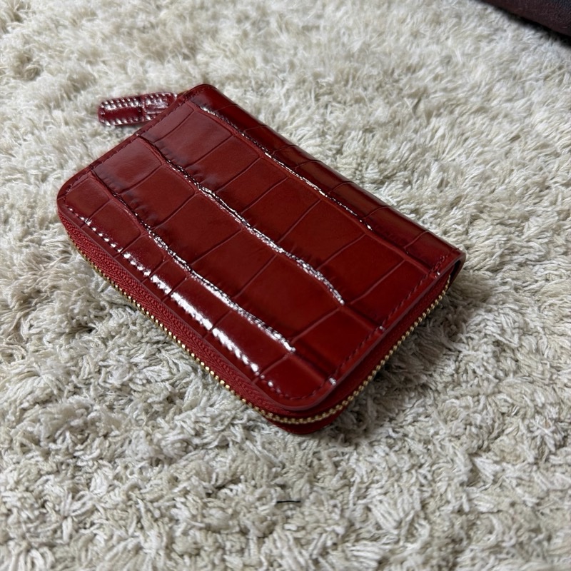 Chanel 26S 鱷魚壓紋紅色拉鍊卡包-5