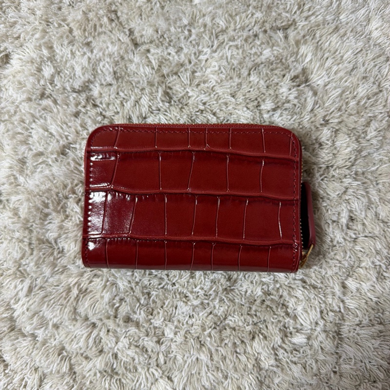 Chanel 26S 鱷魚壓紋紅色拉鍊卡包-8