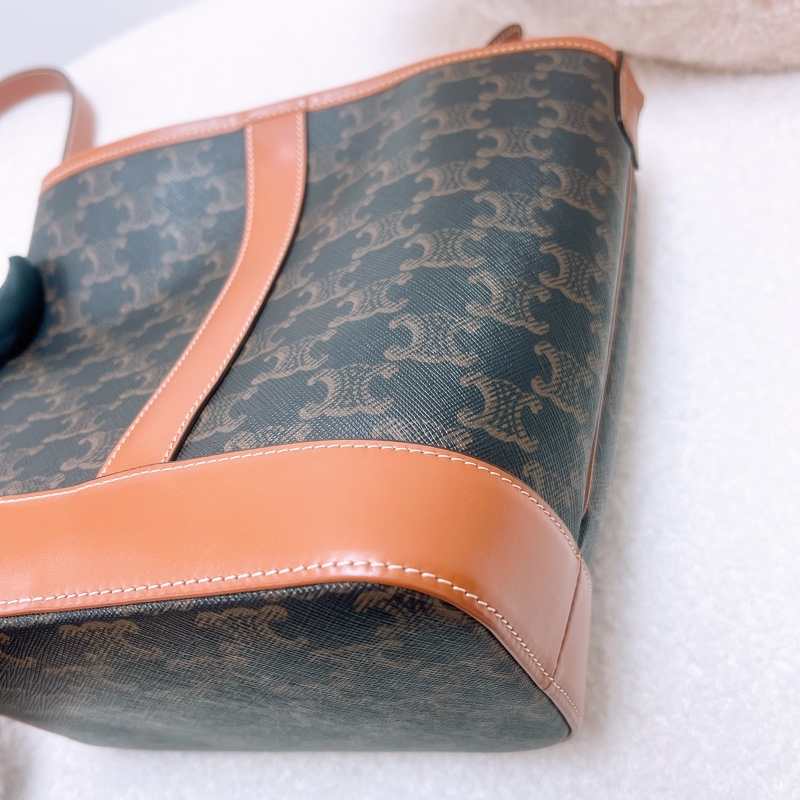 近新 Celine 棕色老花水桶包-7