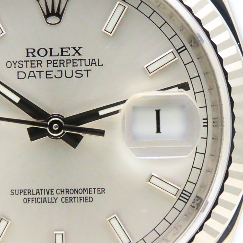 Rolex Datejust 36 116234 精鋼/18K 白金錶殼,銀色錶盤,條形刻度,男士腕錶-7