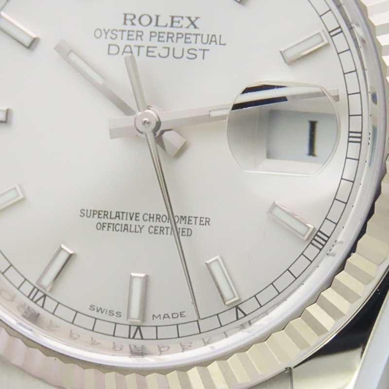 Rolex Datejust 36 116234 精鋼/18K 白金錶殼,銀色錶盤,條形刻度,男士腕錶-10