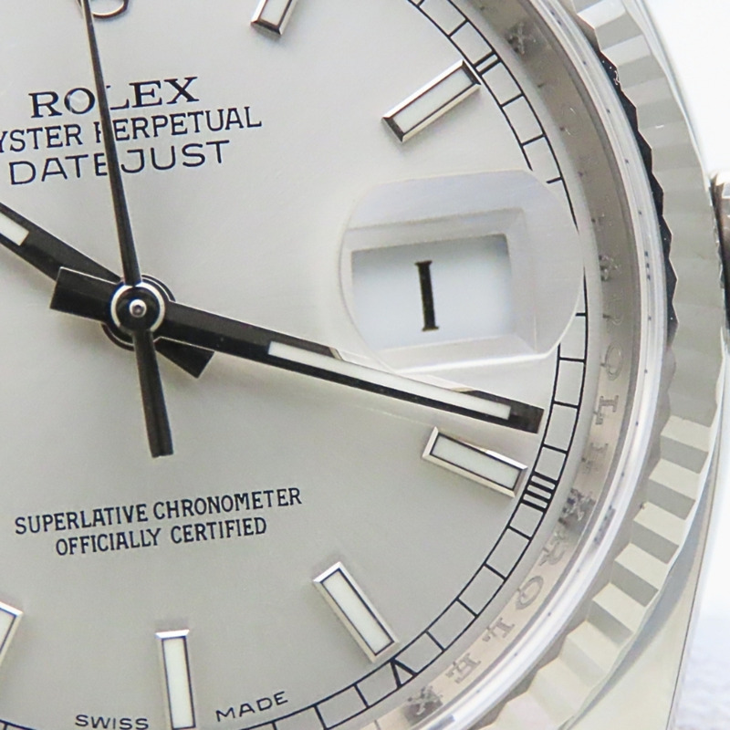 Rolex Datejust 36 116234 精鋼/18K 白金錶殼,銀色錶盤,條形刻度,男士腕錶-11