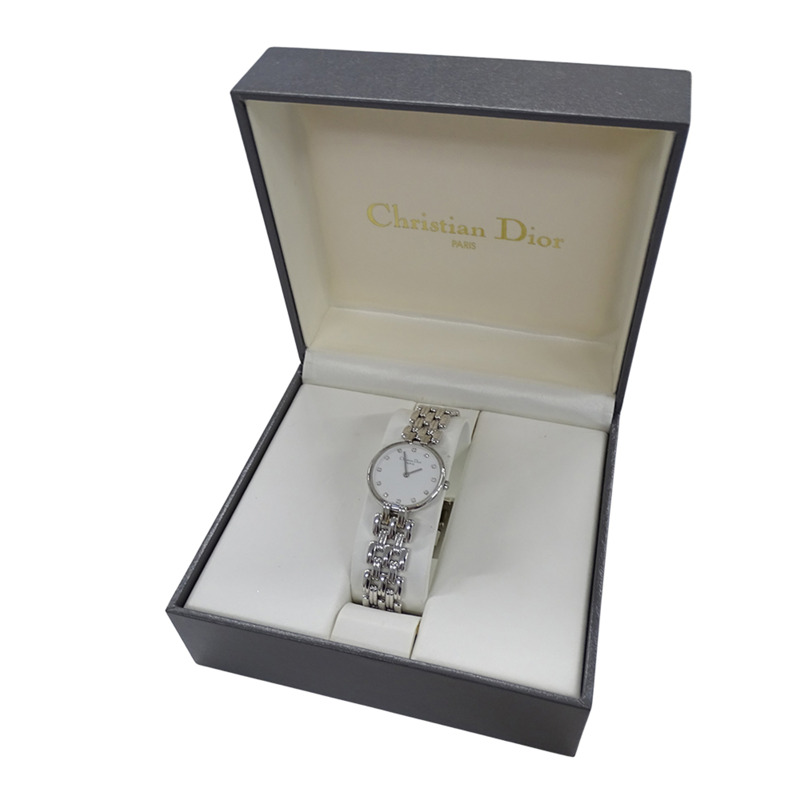 Christian Dior 女士手錶，品牌名稱，Baghira，石英，不銹鋼 (SS)，D44-120，銀色，白色，圓形。-7