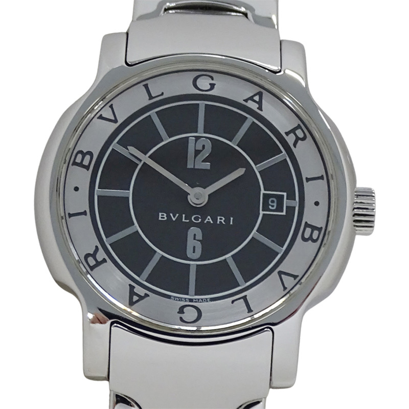 寶格麗 (Bulgari) 女士腕錶,Solo Tempo Date,石英機芯,不銹鋼 (SS) ST29S,銀色和黑色-1