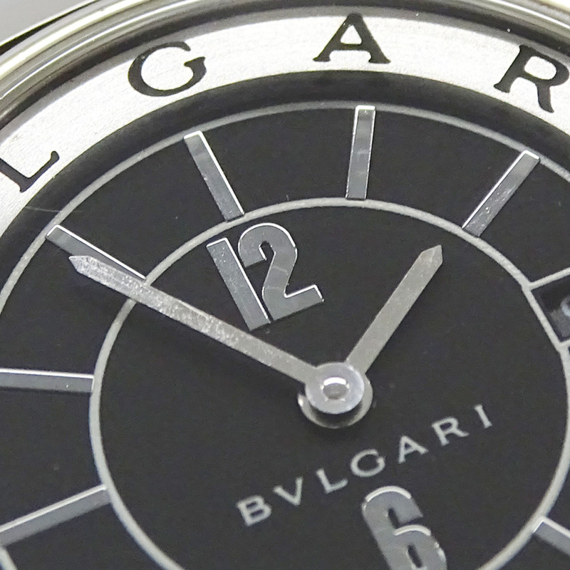 寶格麗 (Bulgari) 女士腕錶,Solo Tempo Date,石英機芯,不銹鋼 (SS) ST29S,銀色和黑色-5