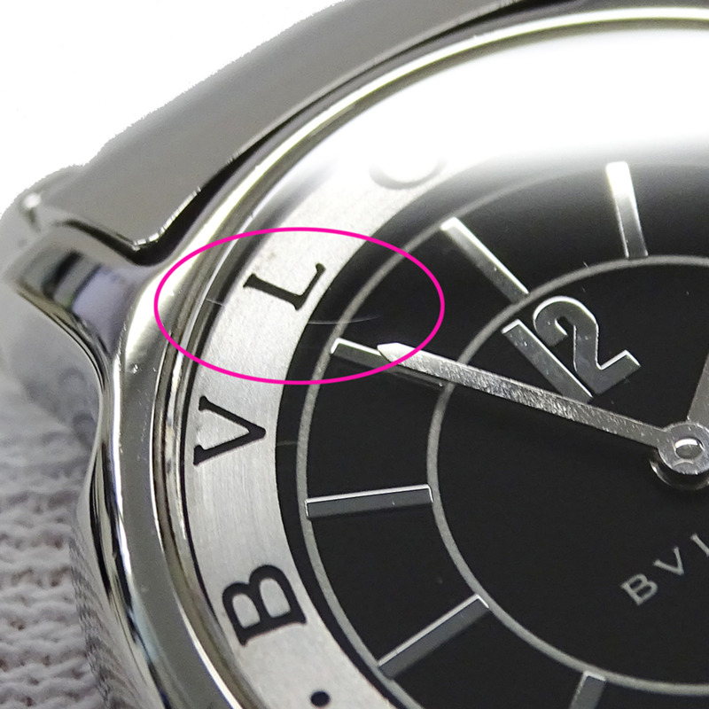 寶格麗 (Bulgari) 女士腕錶,Solo Tempo Date,石英機芯,不銹鋼 (SS) ST29S,銀色和黑色-8