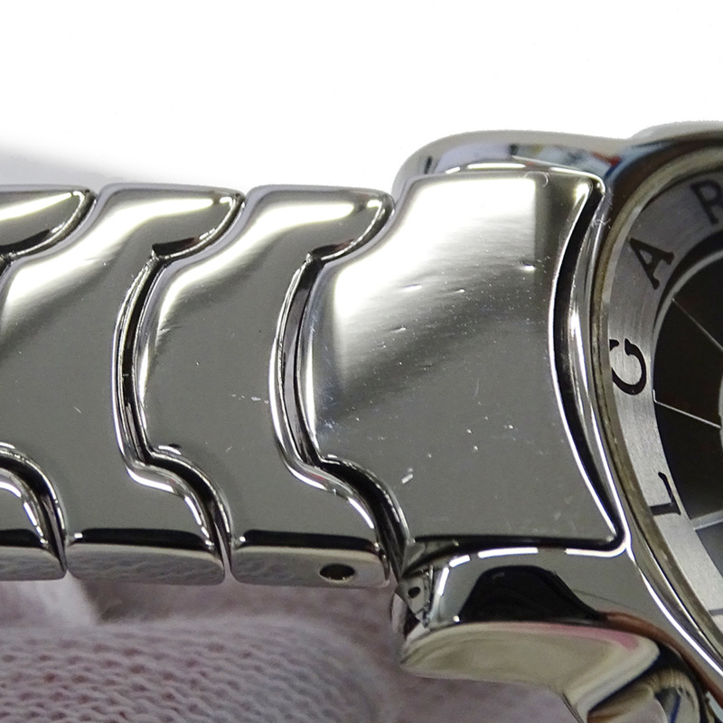 寶格麗 (Bulgari) 女士腕錶,Solo Tempo Date,石英機芯,不銹鋼 (SS) ST29S,銀色和黑色-12