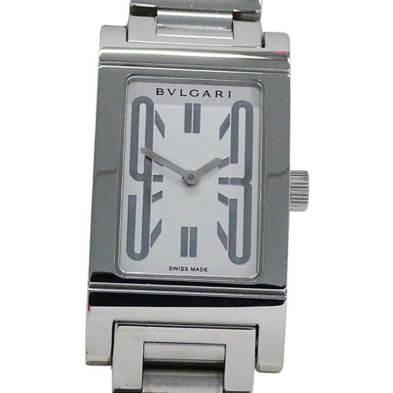 寶格麗 (Bulgari) 女士腕錶,品牌:Rettangolo 石英錶,不銹鋼 (SS),型號:RT39S,銀色,白色,方形-1