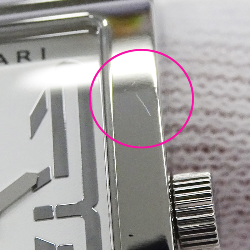 寶格麗 (Bulgari) 女士腕錶,品牌:Rettangolo 石英錶,不銹鋼 (SS),型號:RT39S,銀色,白色,方形-12