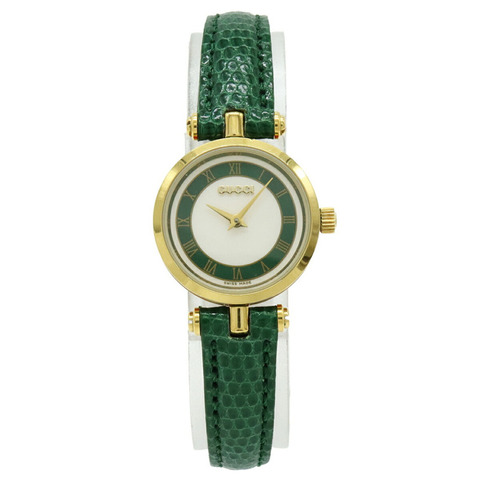 GUCCI 女士石英腕錶 2000L，白色錶盤，GP 皮革錶帶