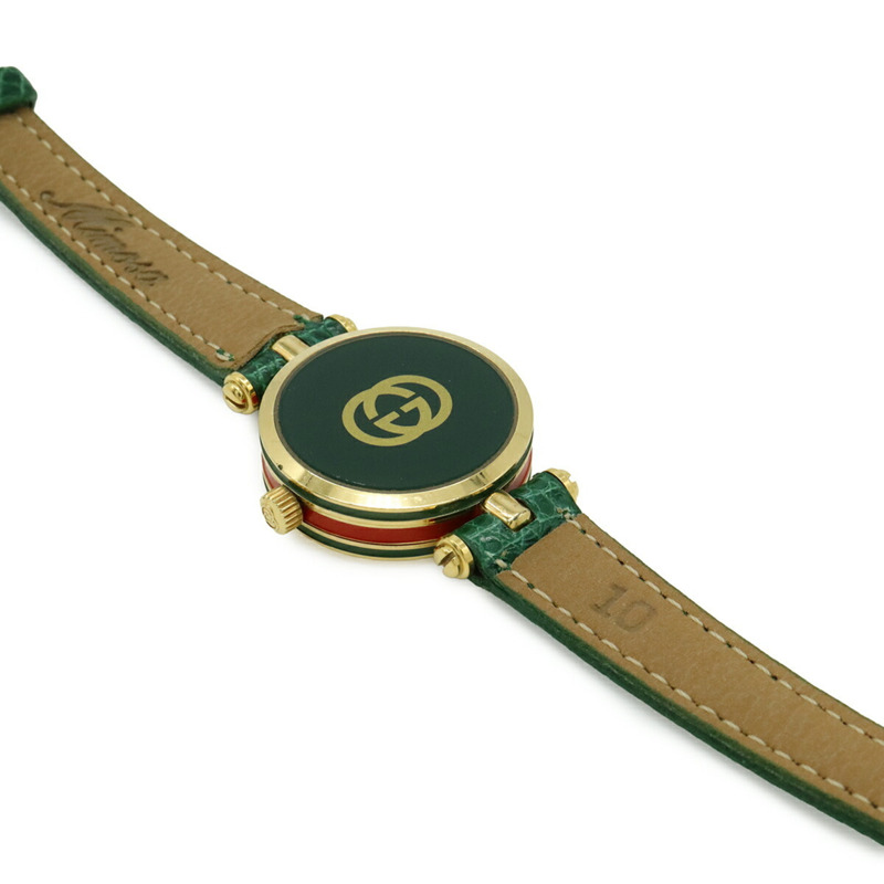 GUCCI 女士石英腕錶 2000L，白色錶盤，GP 皮革錶帶-7