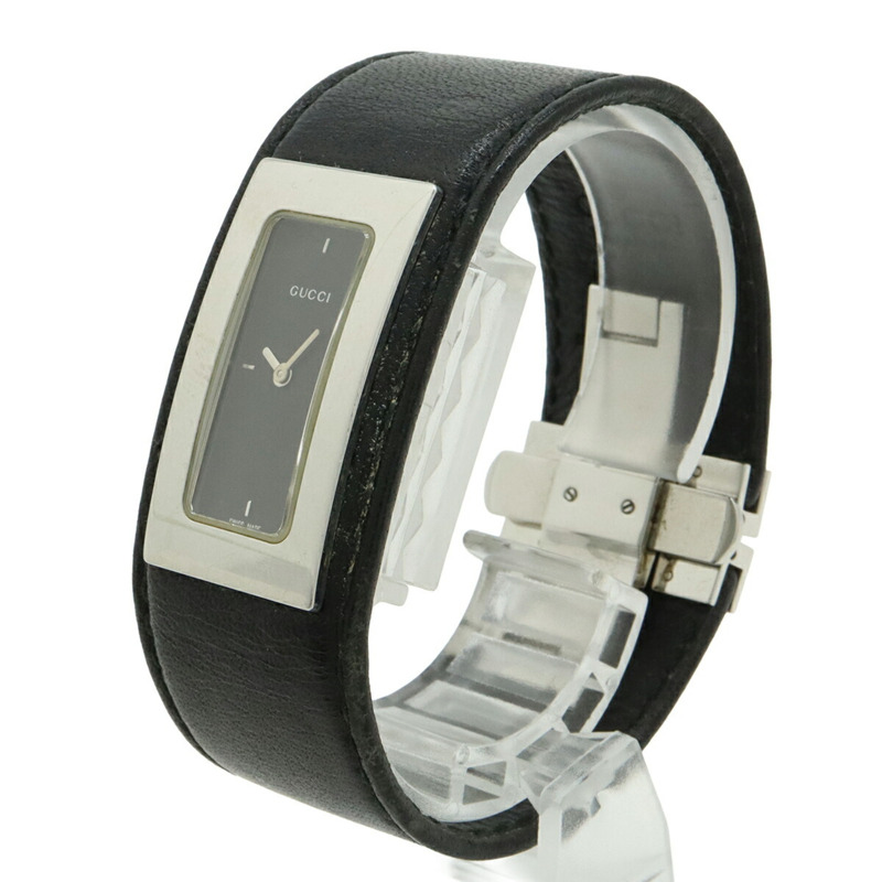 GUCCI 女士石英腕錶 7800S,黑色錶盤,不鏽鋼錶殼,皮革錶帶-2