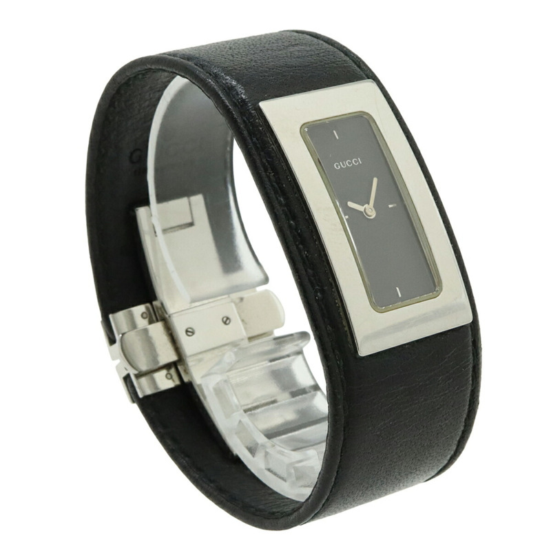 GUCCI 女士石英腕錶 7800S,黑色錶盤,不鏽鋼錶殼,皮革錶帶-3