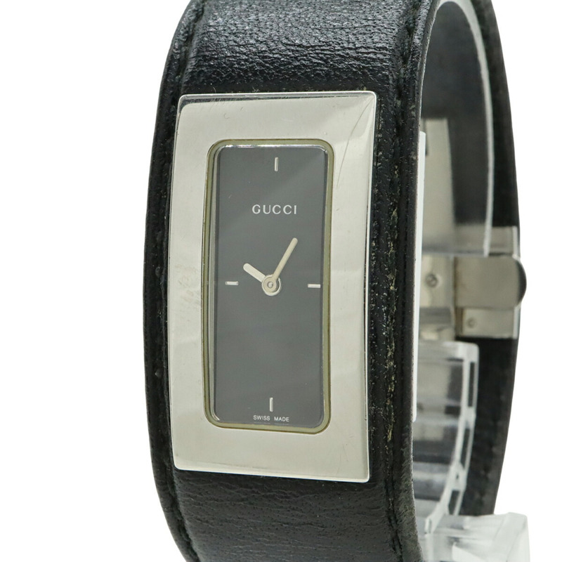 GUCCI 女士石英腕錶 7800S,黑色錶盤,不鏽鋼錶殼,皮革錶帶-4