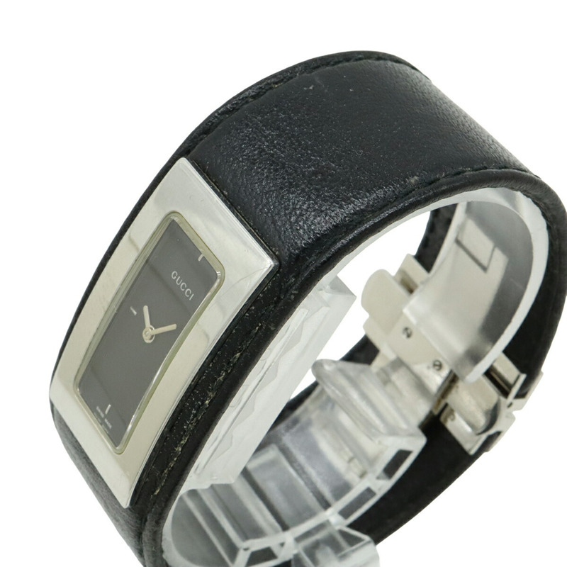 GUCCI 女士石英腕錶 7800S,黑色錶盤,不鏽鋼錶殼,皮革錶帶-5