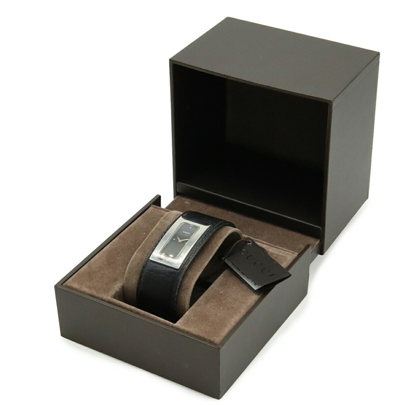 GUCCI 女士石英腕錶 7800S,黑色錶盤,不鏽鋼錶殼,皮革錶帶-9