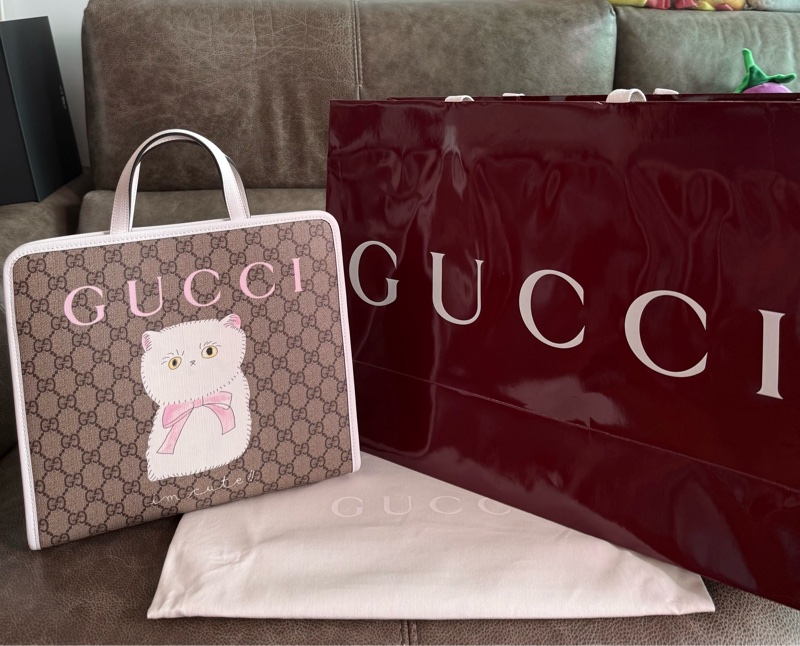 Gucci 可愛貓貓限量手提袋 托特包-1