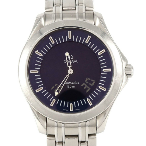 歐米茄海馬120數位類比雙顯2521.81不鏽鋼石英錶