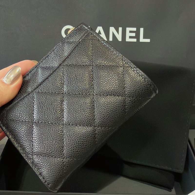 Chanel 短夾L型錢包-荔枝皮革黑色🪅全新品芯片-大缺貨-1