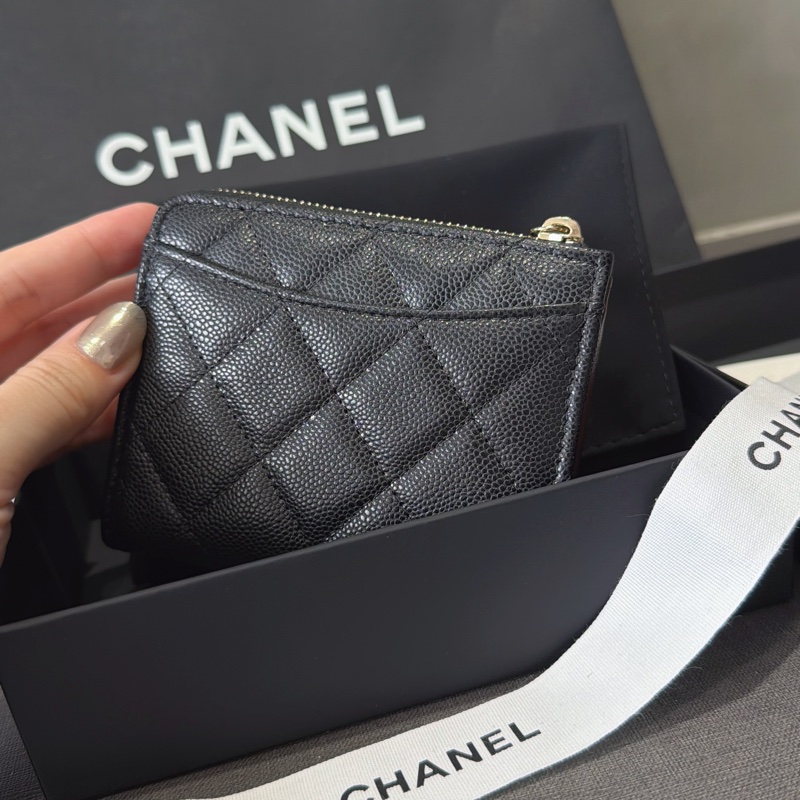 Chanel 短夾L型錢包-荔枝皮革黑色🪅全新品芯片-大缺貨-3