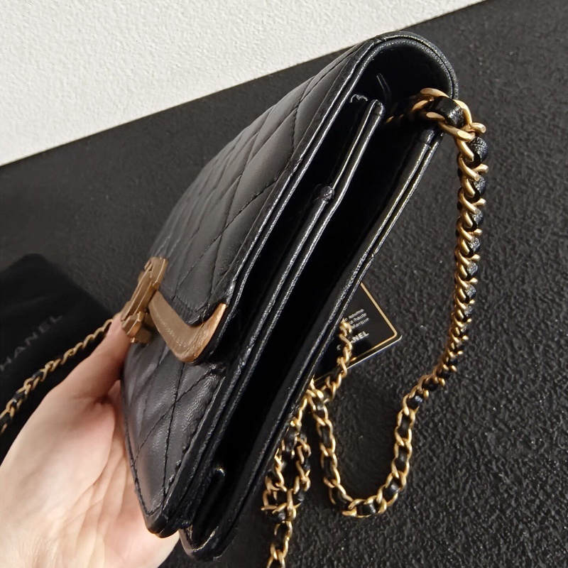 【全網稀有✨放心不撞包】Chanel香奈兒 埃及系列 黑金Woc發財包|腋下包｜單肩包｜斜背包-10