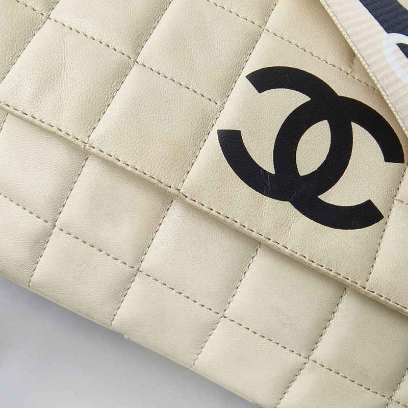 Vintage CHANEL Sports Coco 香奈兒米色冰格運動 CF 復古包|腋下|單肩包|斜背包-1