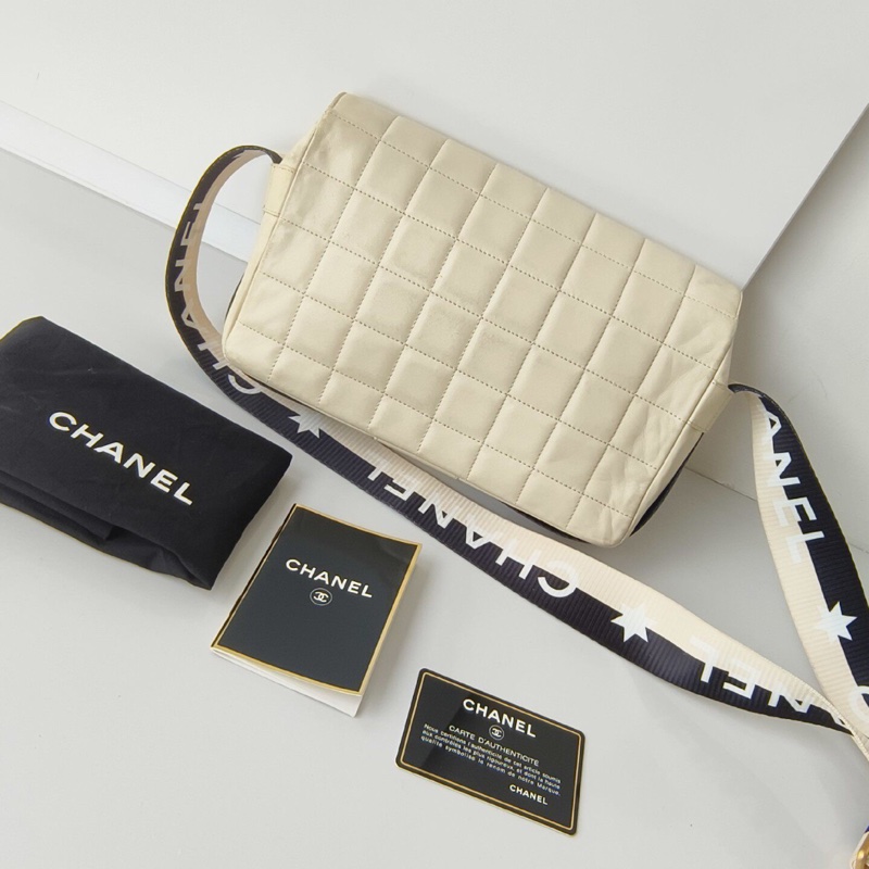 Vintage CHANEL Sports Coco 香奈兒米色冰格運動 CF 復古包|腋下|單肩包|斜背包-2