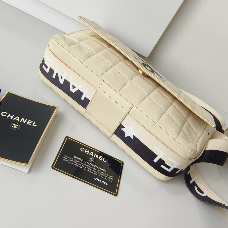 Vintage CHANEL Sports Coco 香奈兒米色冰格運動 CF 復古包|腋下|單肩包|斜背包-4