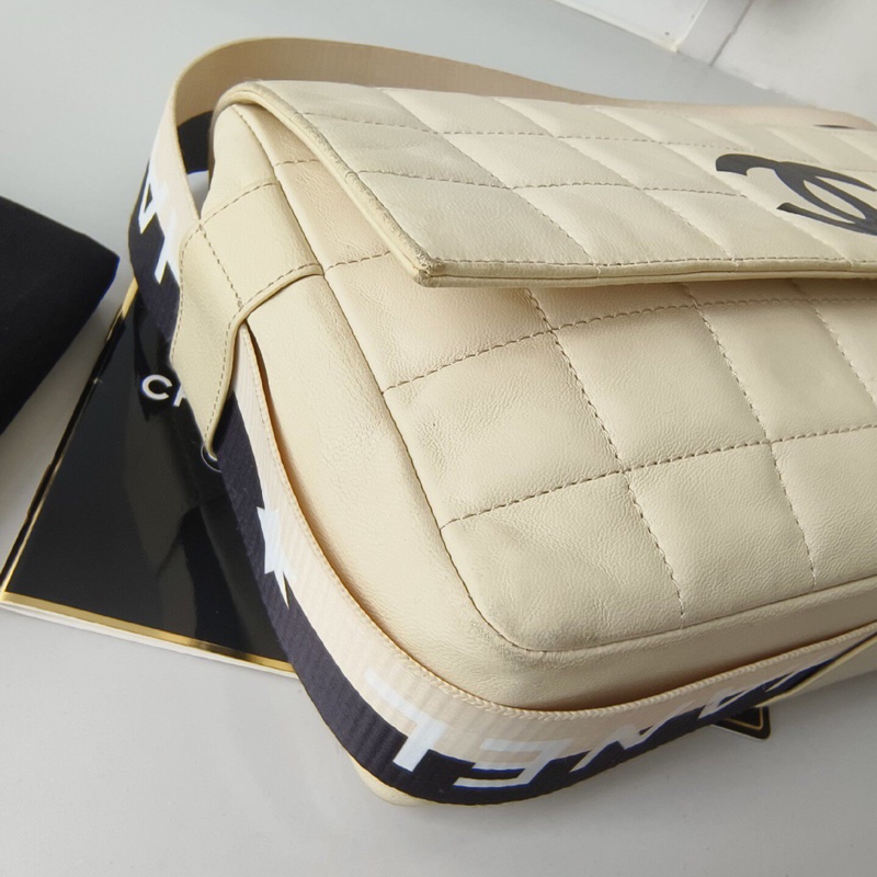 Vintage CHANEL Sports Coco 香奈兒米色冰格運動 CF 復古包|腋下|單肩包|斜背包-5