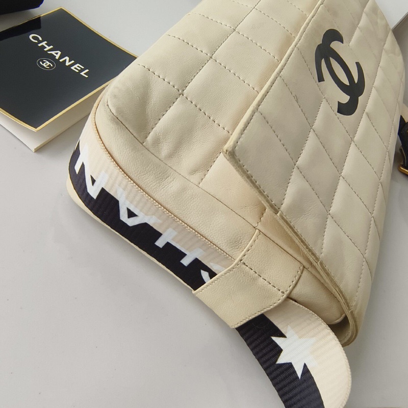 Vintage CHANEL Sports Coco 香奈兒米色冰格運動 CF 復古包|腋下|單肩包|斜背包-6