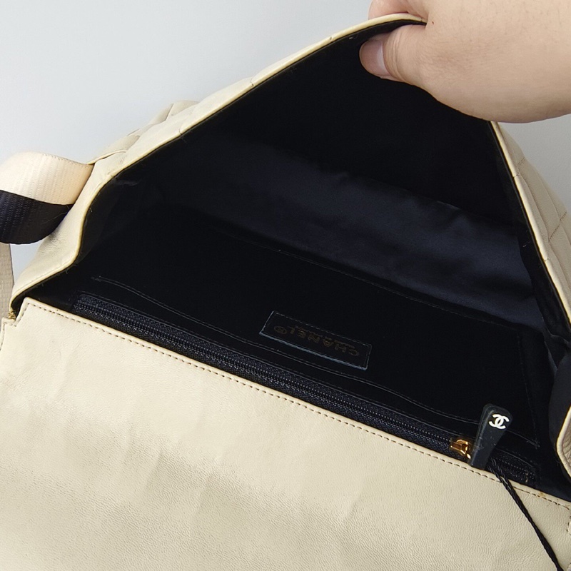 Vintage CHANEL Sports Coco 香奈兒米色冰格運動 CF 復古包|腋下|單肩包|斜背包-7