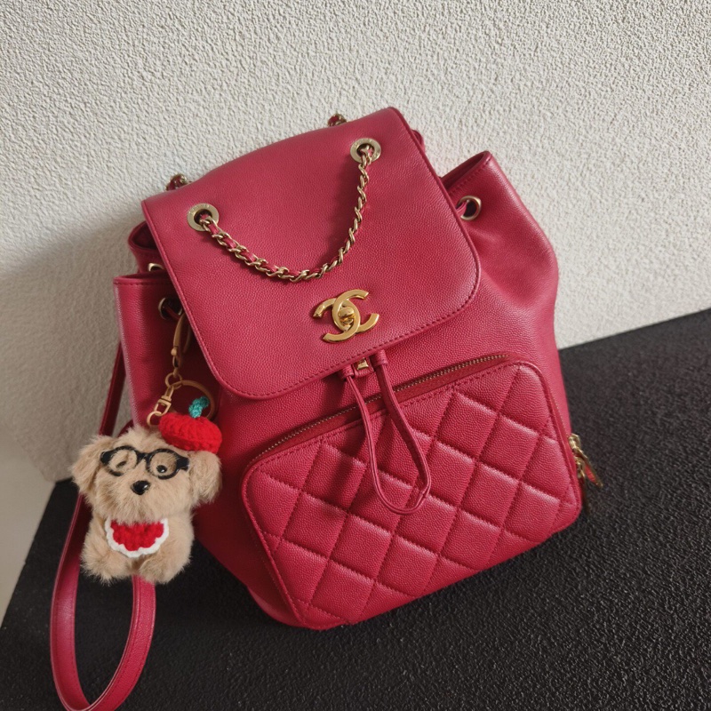 【全網最低價✨獨特罕有色💗】Chanel香奈兒粉色荔枝牛皮duma雙肩包-0