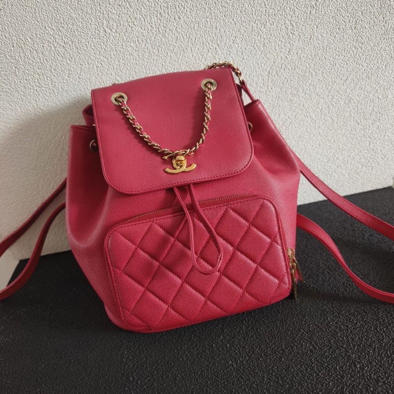 【全網最低價✨獨特罕有色💗】Chanel香奈兒粉色荔枝牛皮duma雙肩包-1