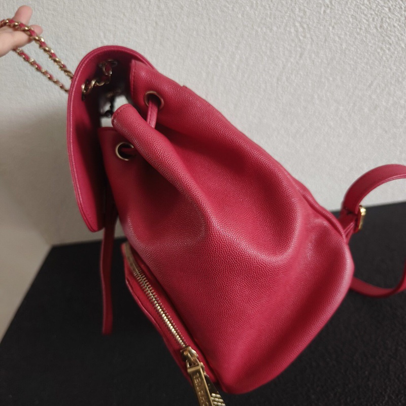 【全網最低價✨獨特罕有色💗】Chanel香奈兒粉色荔枝牛皮duma雙肩包-5