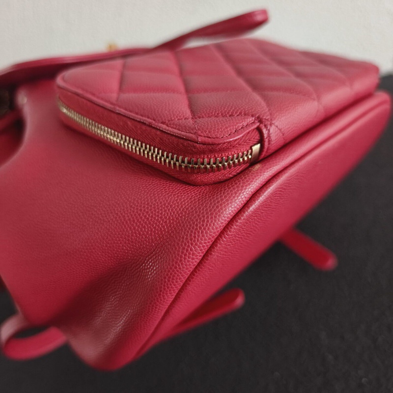 【全網最低價✨獨特罕有色💗】Chanel香奈兒粉色荔枝牛皮duma雙肩包-7