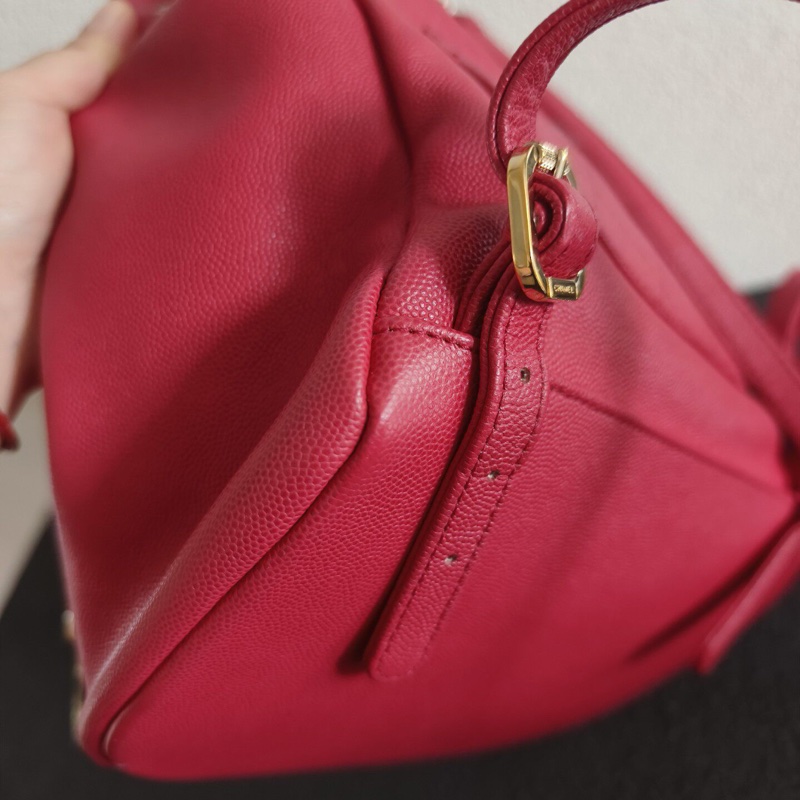 【全網最低價✨獨特罕有色💗】Chanel香奈兒粉色荔枝牛皮duma雙肩包-8