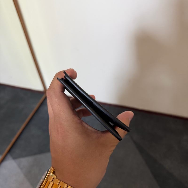 Lv黑色老花對開短夾 芯片款-3