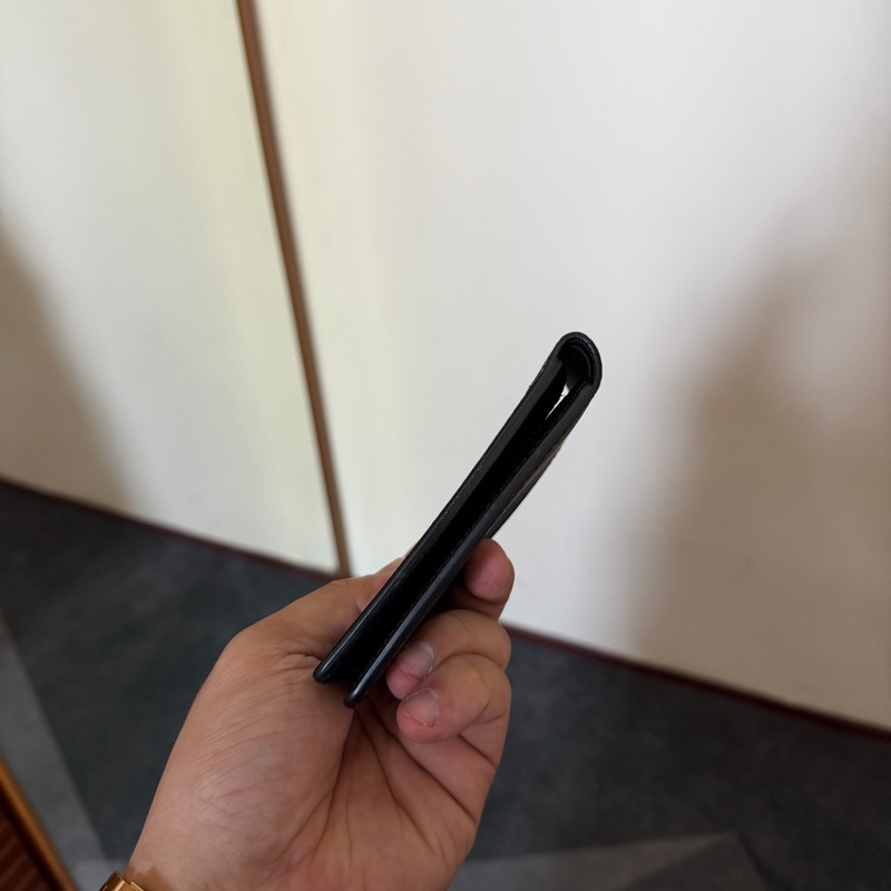 Lv黑色老花對開短夾 芯片款-4