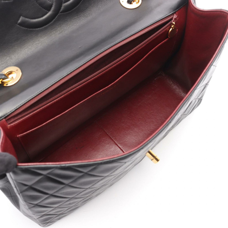 香奈兒 Deca Matelasse 34 羊皮單肩包/手提包,女士,黑色-2