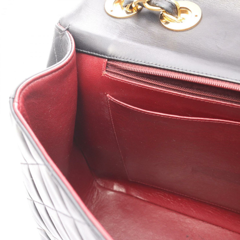 香奈兒 Deca Matelasse 34 羊皮單肩包/手提包,女士,黑色-6